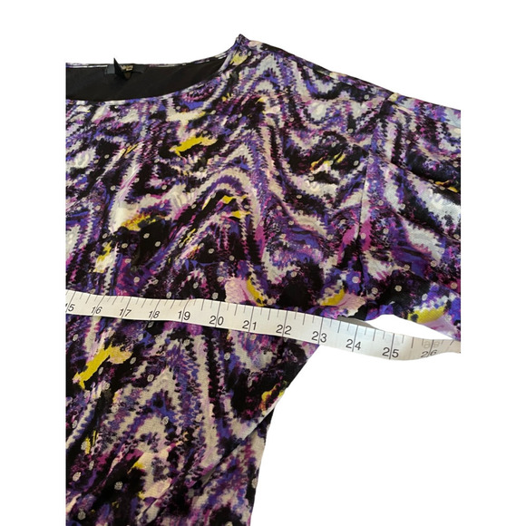 Style & Co. Woman Top Size 1x Purple Silver Gray 3/4 Sleeve Lined Worn Once - Picture 11 of 12